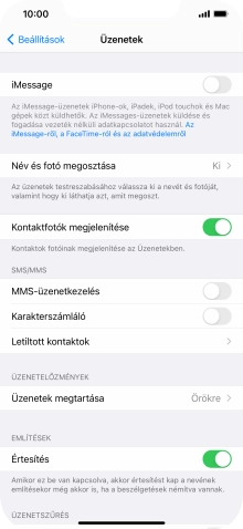 Kattints az „MMS-üzenetkezelés” melletti csúszkára a funkció bekapcsolásához.