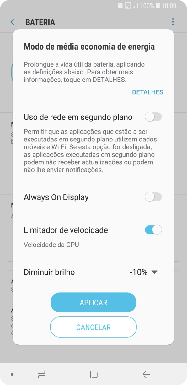 Prima APLICAR para ativar a função.