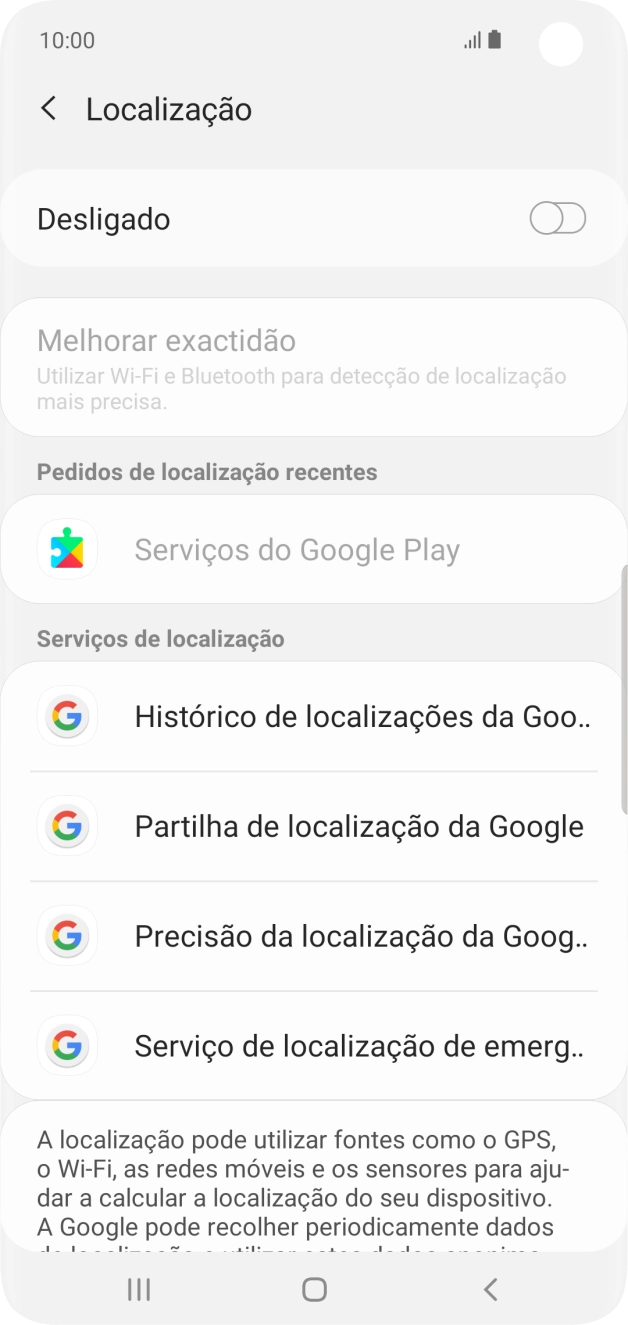 Prima o indicador para ativar ou desativar a função.