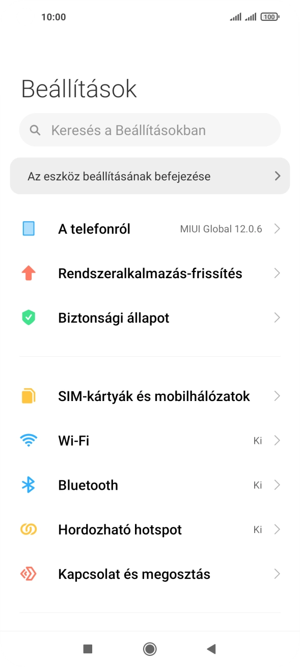 Válaszd a SIM-kártyák és mobilhálózatok lehetőséget.