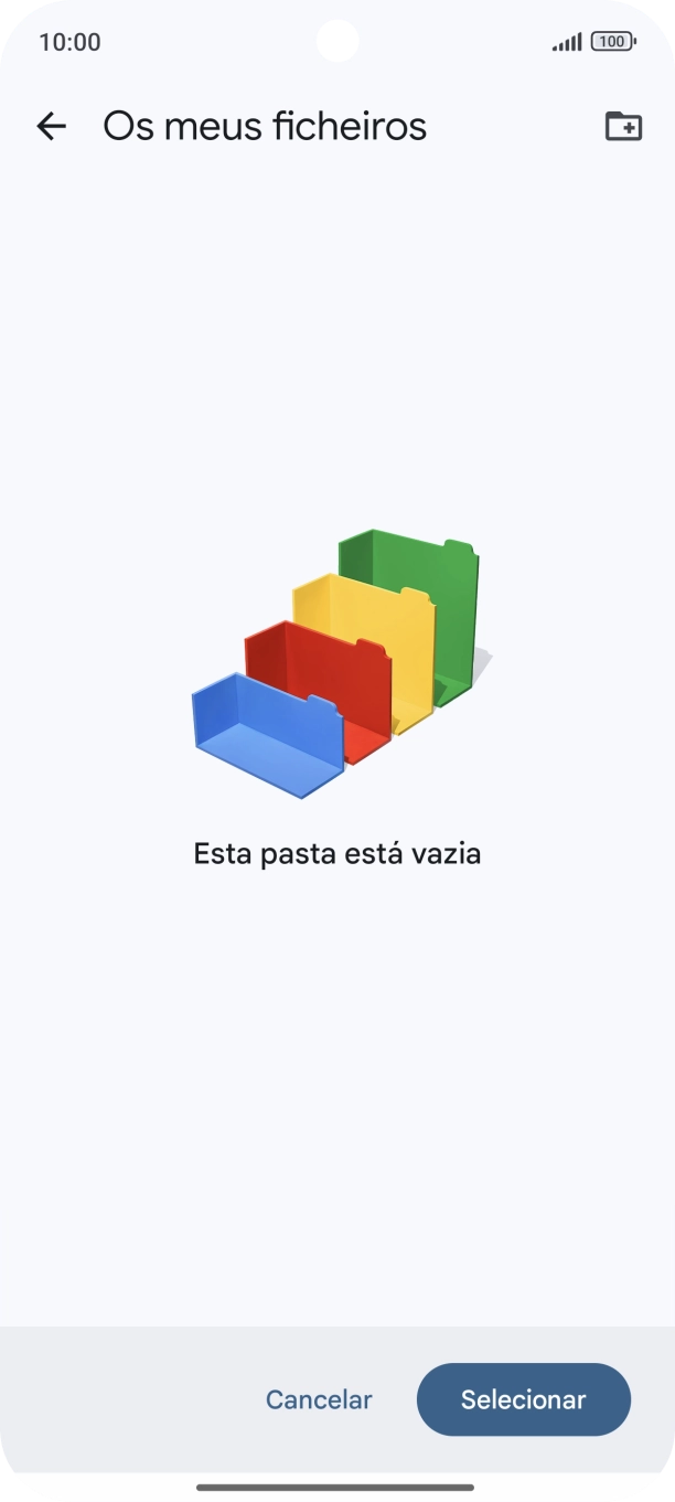 Se quiser criar uma nova pasta, prima o ícone de nova pasta e siga as indicações no ecrã para criar uma nova pasta.