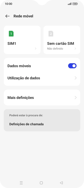 Prima o nome do cartão SIM.