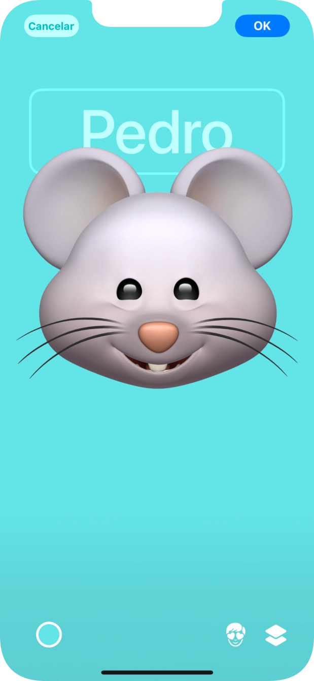 Prima o campo do nome e siga as indicações no ecrã para escolher o tipo de letra e cor para o seu nome no cartaz de contacto.