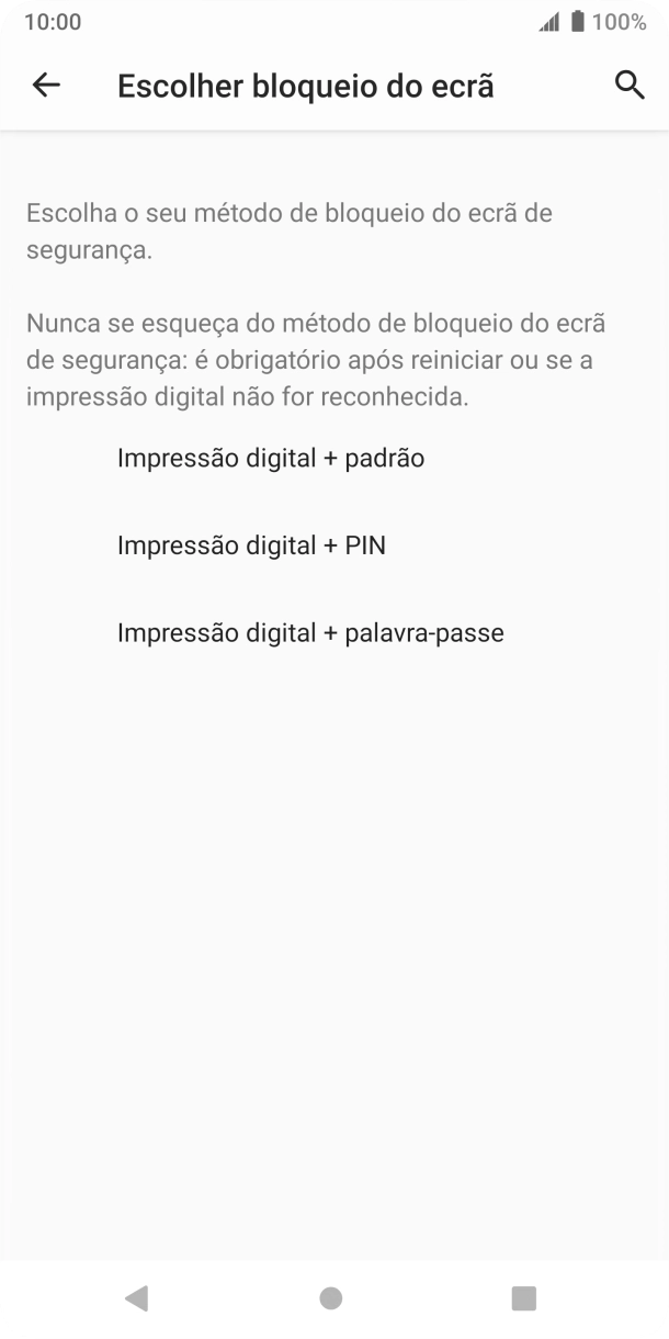 Prima o código de bloqueio do telefone pretendido e siga as indicações no ecrã para estabelecer um código de bloqueio adicional.