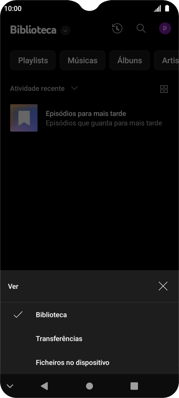 Prima a categoria pretendida e dirija-se ao ficheiro de música pretendido.