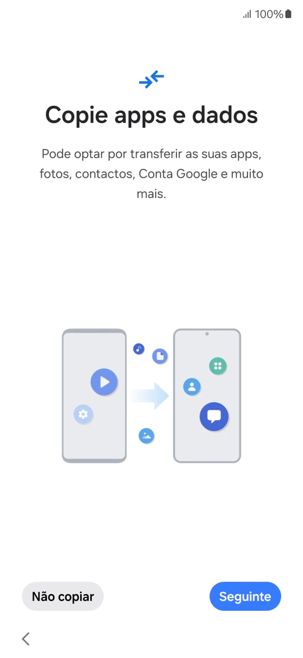 Prima Não copiar e siga as indicações no ecrã para terminar a ativação.