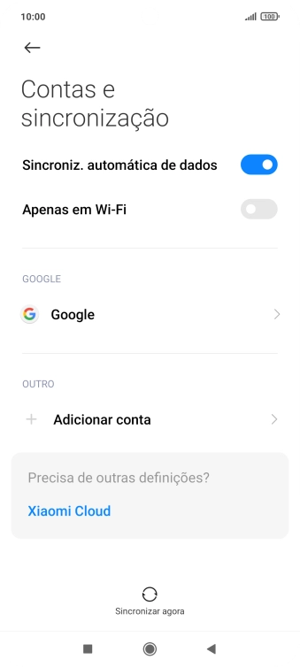 Prima Adicionar conta.