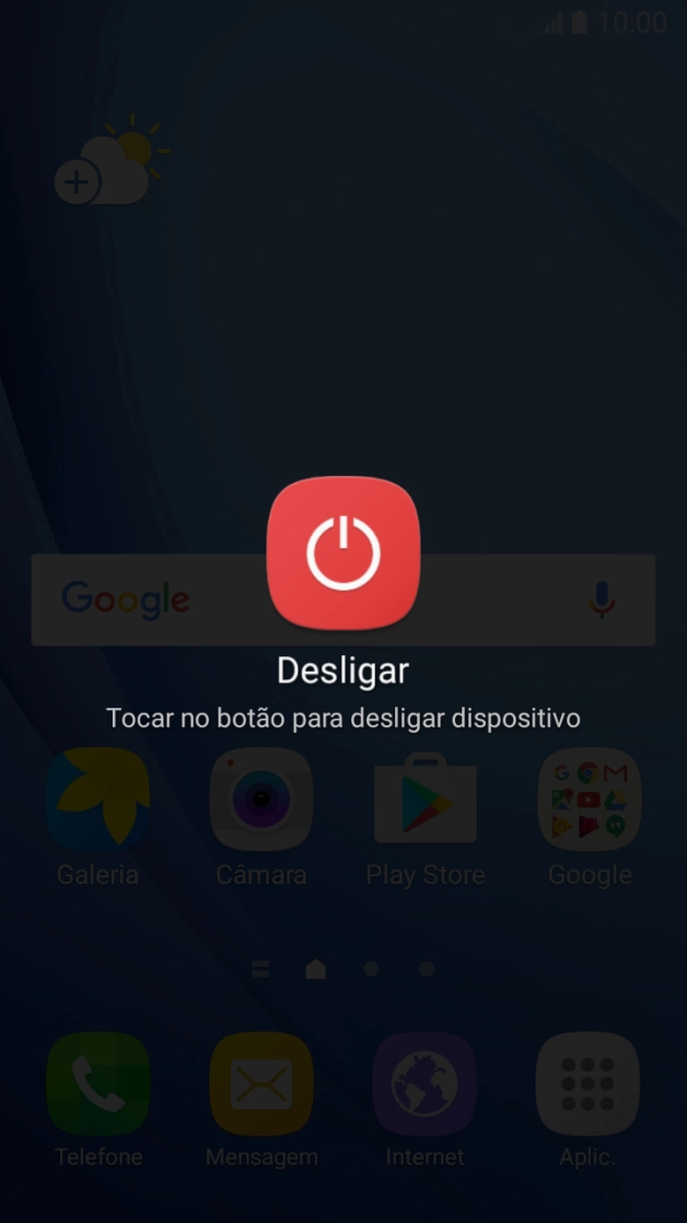 Prima o ícone para desligar.