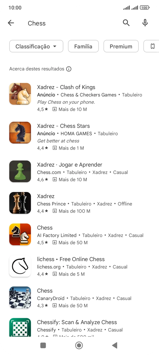 Prima a app pretendida.