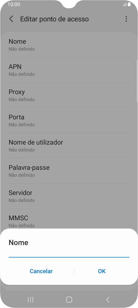 Introduza Vodafone Internet e prima OK.