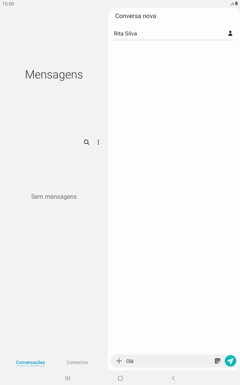 Prima o ícone para enviar quando terminar de escrever a sua mensagem curta.