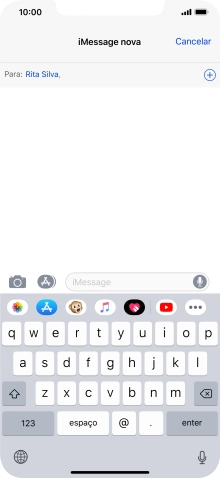 Se for possível o destinatário receber iMessages, aparecerá o texto iMessage no campo de escrita.