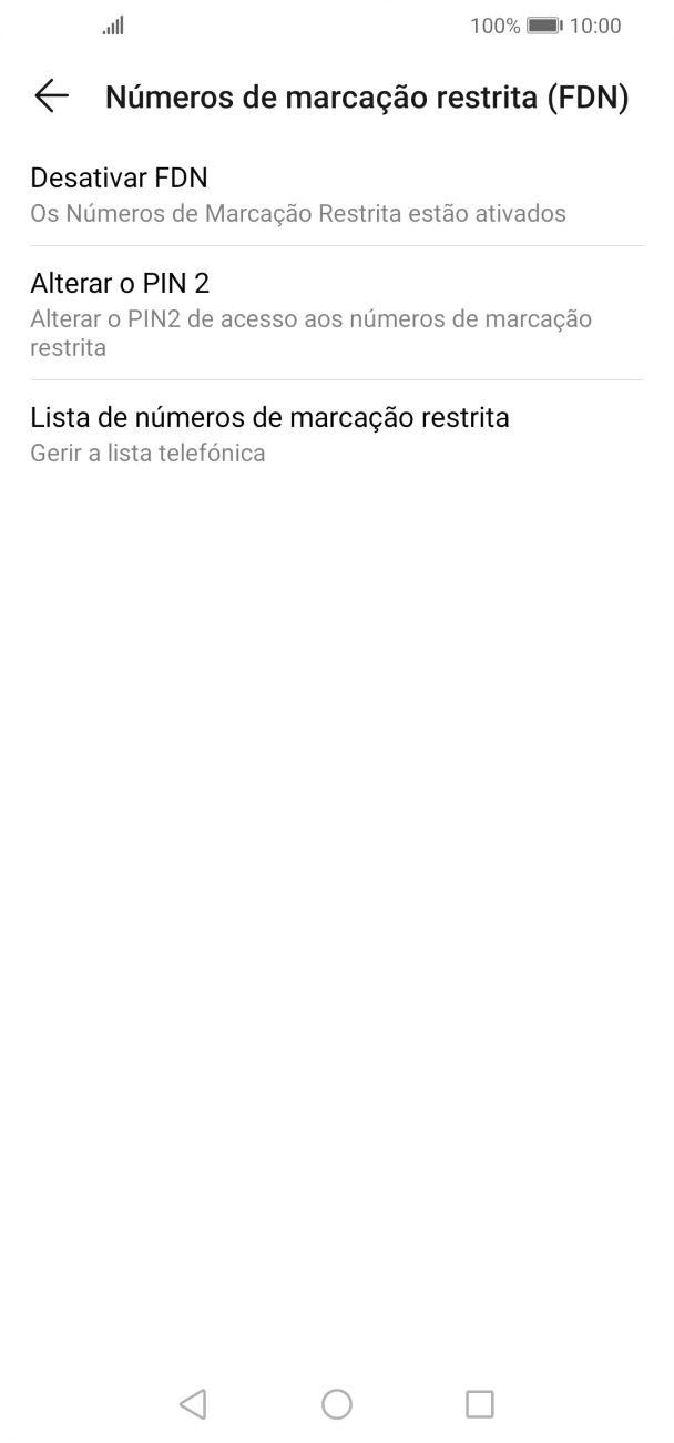 Prima Desactivar FDN para desativar a marcação permitida.