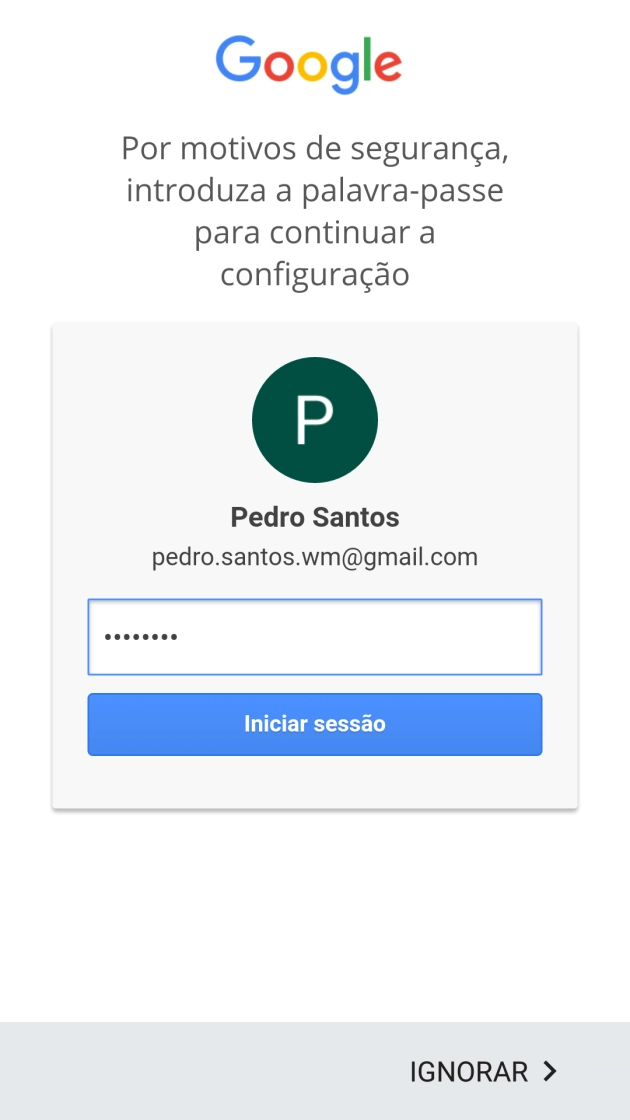 Prima Iniciar sessão.