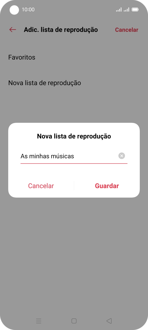 Introduza o nome pretendido para a lista de reprodução e prima Guardar.