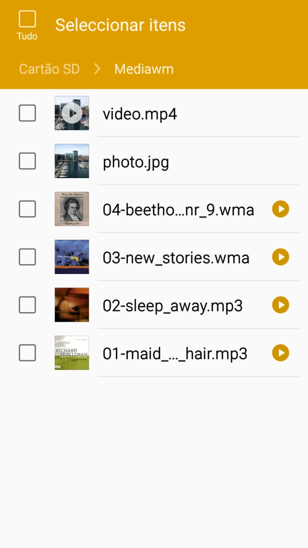 Prima o ficheiro pretendido.