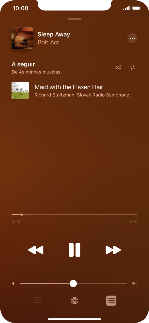 Prima o ícone de reprodução aleatória para ativar ou desativar a função.