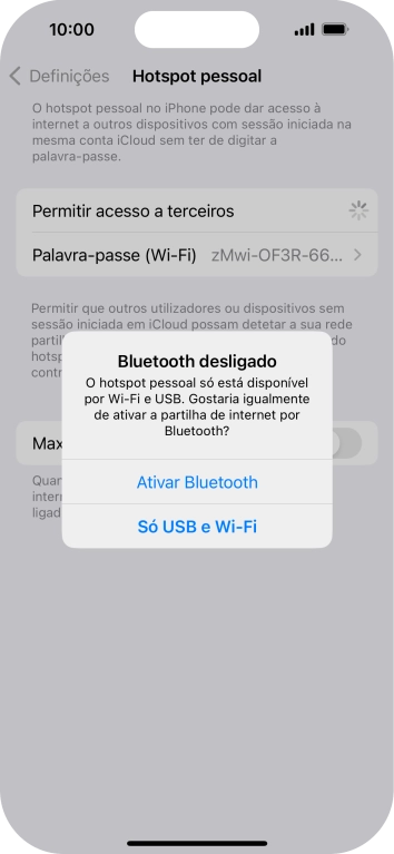 Se o Wi-Fi estiver ativado, prima Só USB e Wi-Fi .