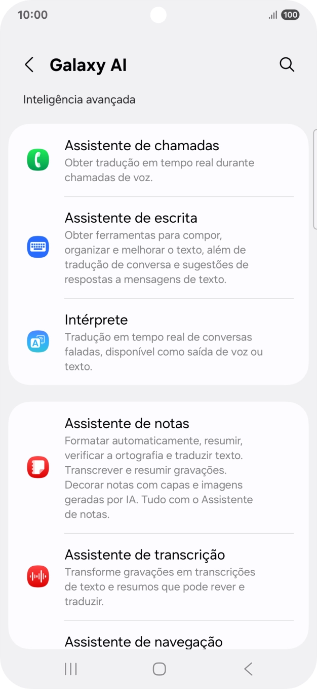 Diversos exemplos de utilização da IA Galaxysão agora mostrados no ecrã.