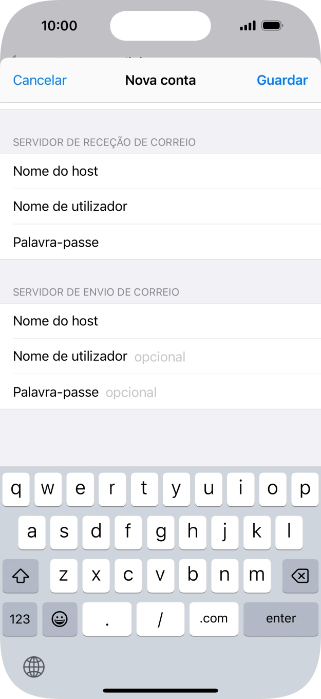 Prima Nome de utilizador e introduza o nome de utilizador da sua conta de e-mail na Vodafone.