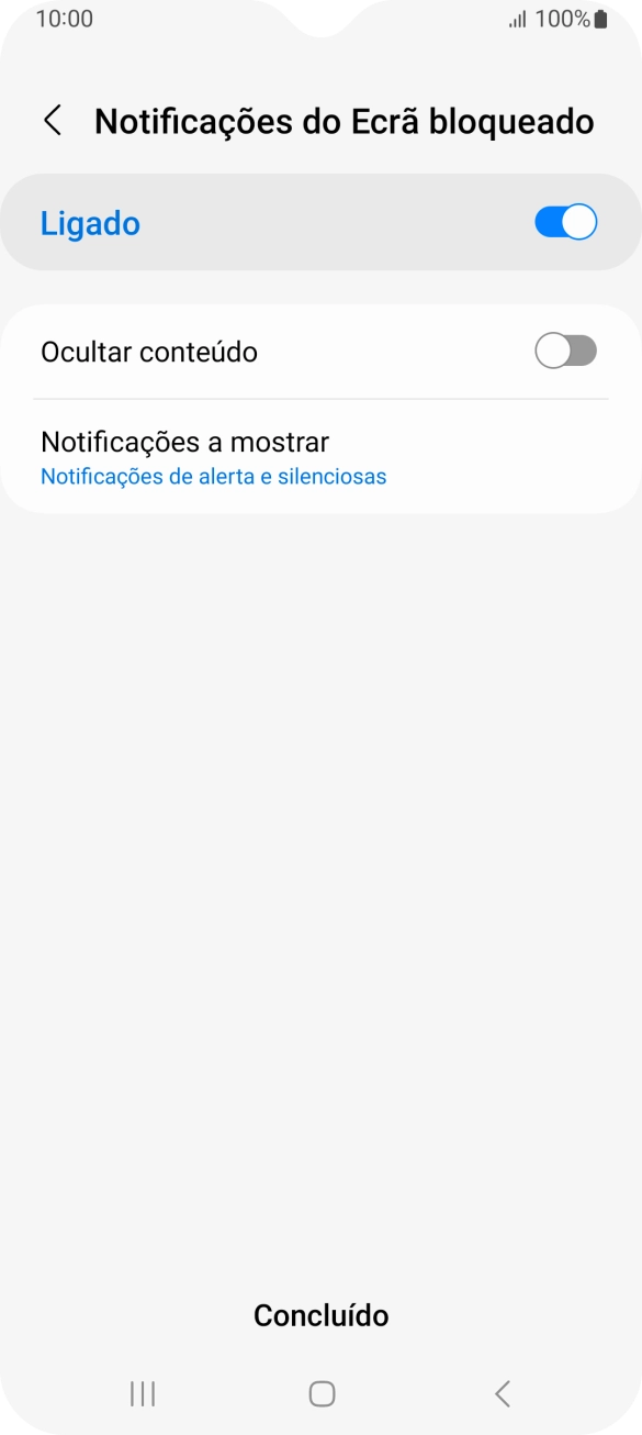 Prima as definições pretendidas para as ativar ou desativar.