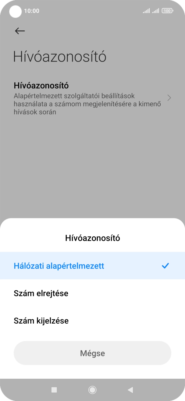 Válaszd a Szám kijelzése lehetőséget a hívószámküldés bekapcsolásához.