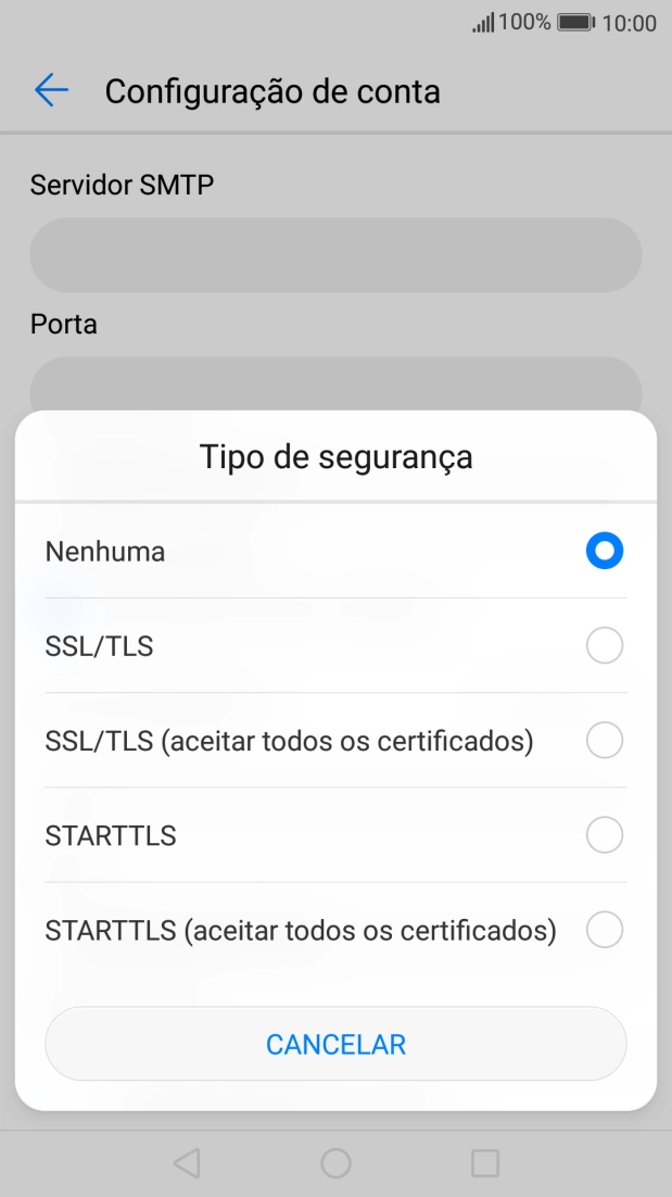 Prima STARTTLS (aceitar todos os certificados) para ativar a função.