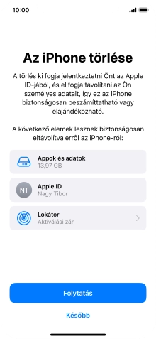 Válaszd a Folytatás lehetőséget.