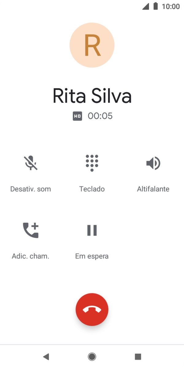 Prima o ícone para terminar a chamada.
