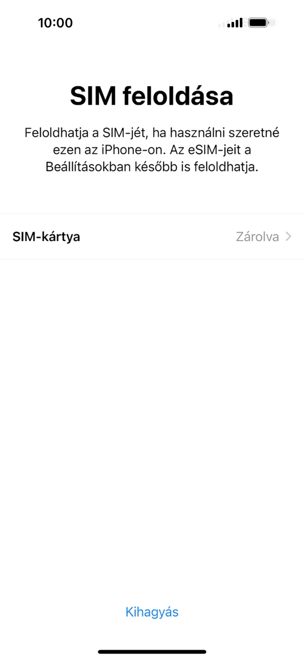 Válaszd a SIM-kártya lehetőséget.
