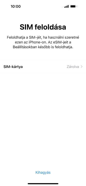 Válaszd a SIM-kártya lehetőséget.
