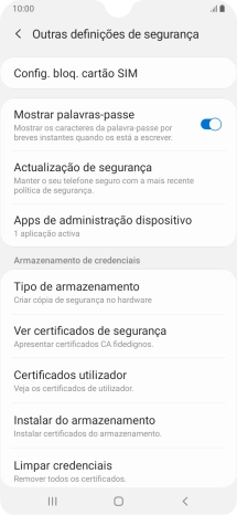 Prima Config. bloq. cartão SIM.