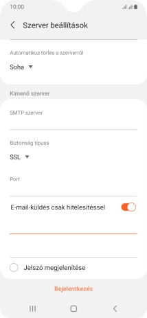 Kattints az „E-mail-küldés csak hitelesítéssel” alatti a második mezőre, és írd be az e-mail szolgáltatód kimenő szerverének jelszavát.