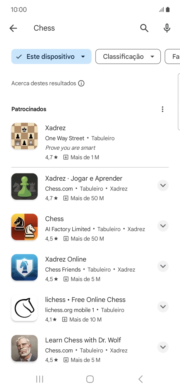 Prima a app pretendida.
