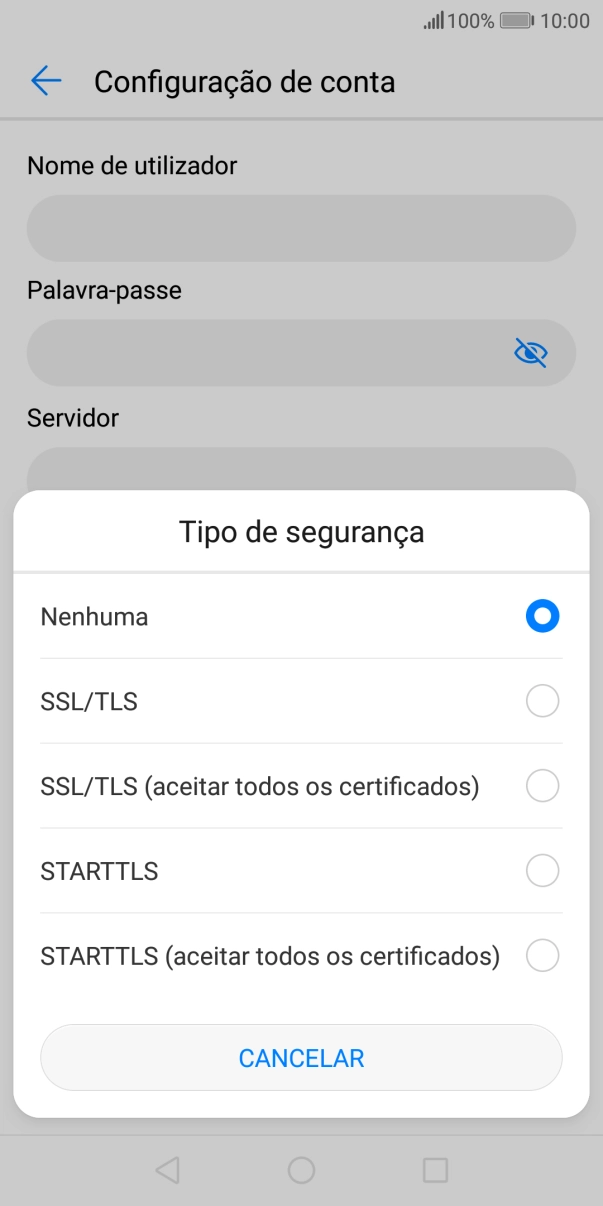 Prima Nenhuma para desativar a função.