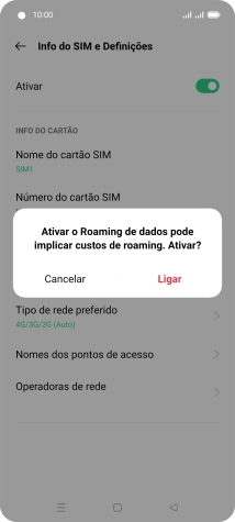 Se ativar a função, prima Ligar.