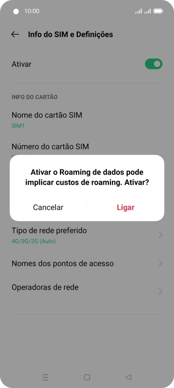 Se ativar a função, prima Ligar.
