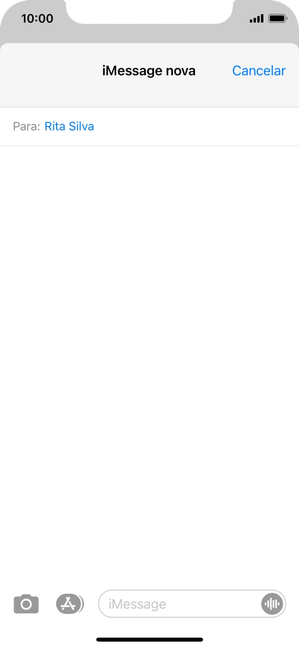 Se for possível o destinatário receber iMessages, aparecerá o texto iMessage no campo de escrita.