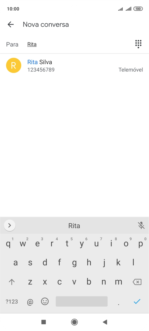 Prima o contacto pretendido.