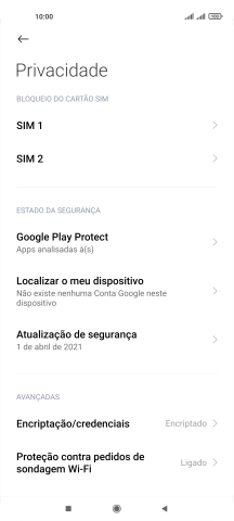 Prima o nome do cartão SIM.