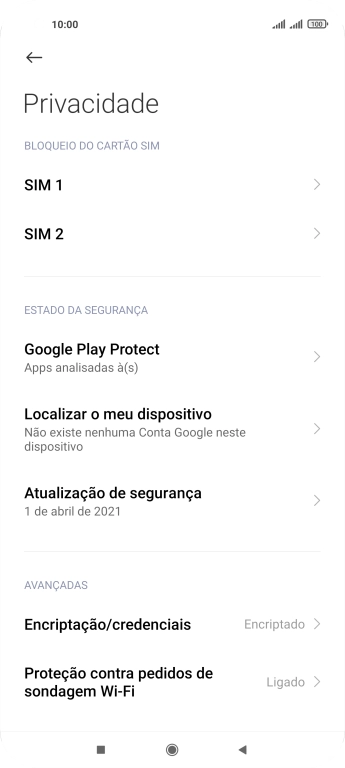 Prima o nome do cartão SIM.
