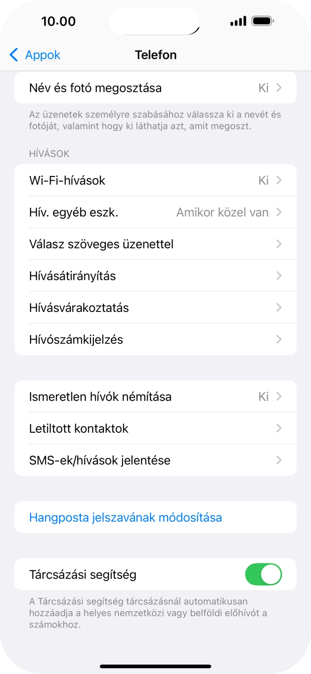 Válaszd a Hívószámkijelzés lehetőséget.
