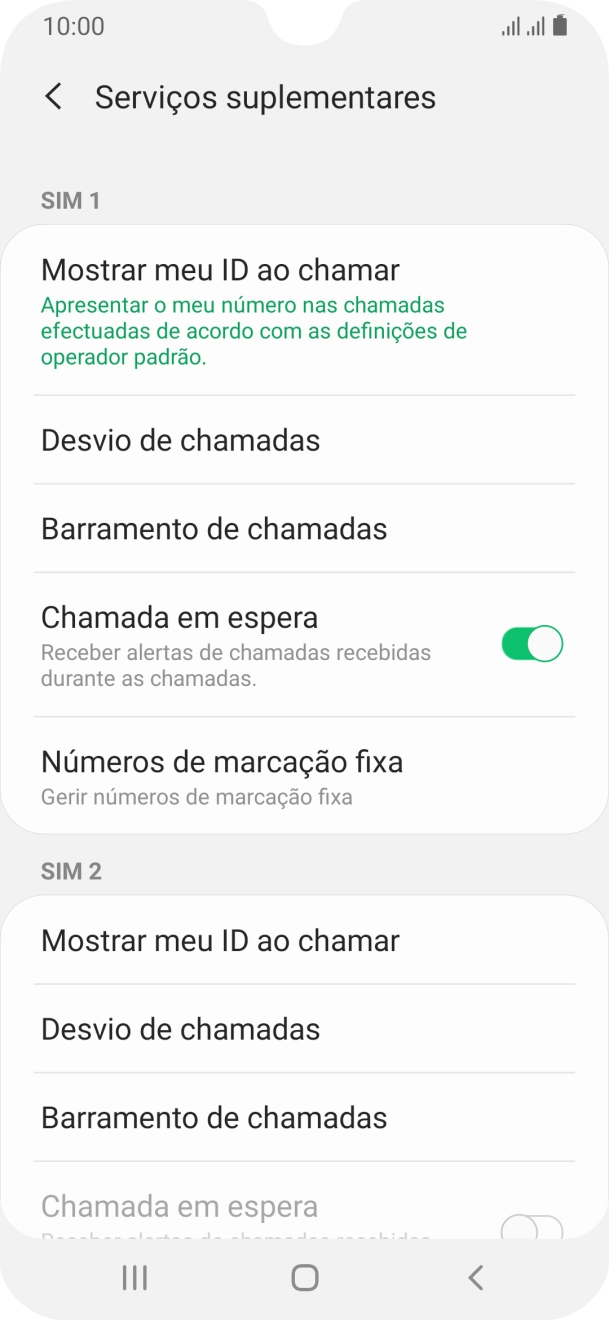 Prima Mostrar meu ID ao chamar sob o cartão SIM pretendido.