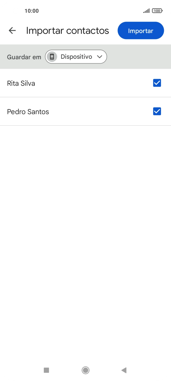 Prima os campos junto dos contactos pretendidos.