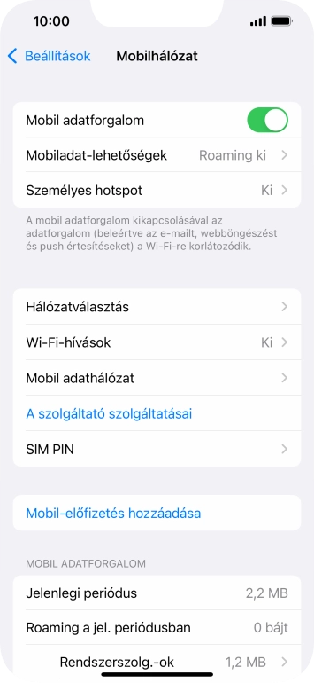 Válaszd a Hálózatválasztás lehetőséget.