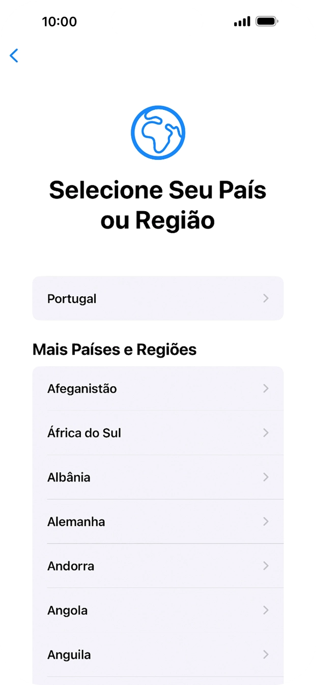 Prima a área ou país pretendido.
