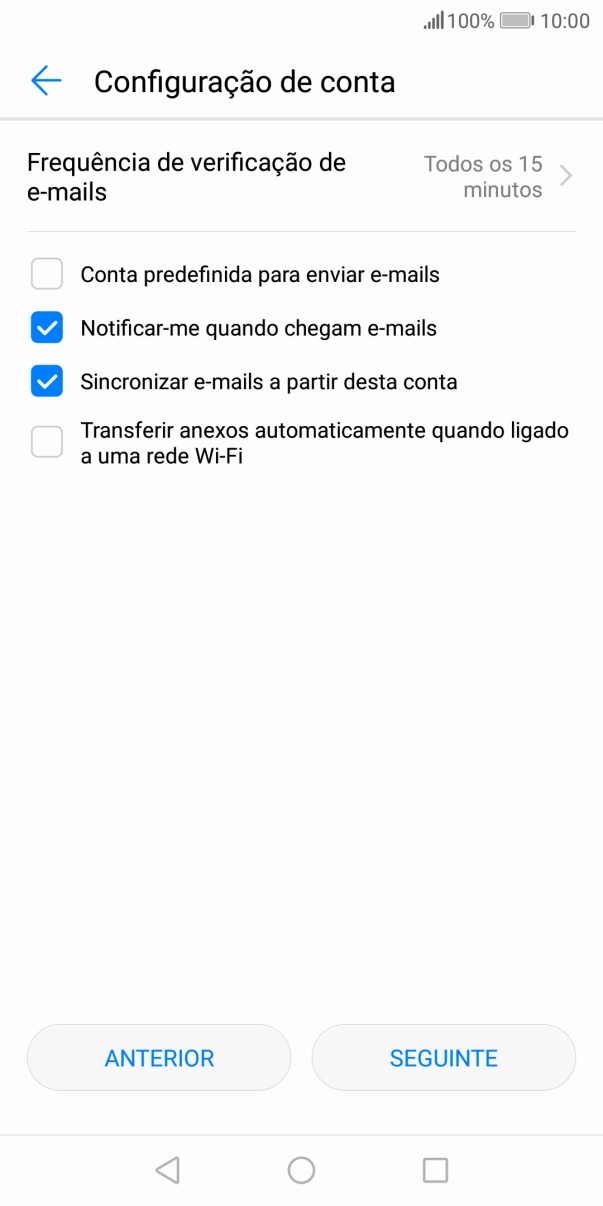 Se o ecrã mostrar esta imagem, a sua conta foi identificada e configurada automaticamente. Siga as indicações no ecrã para introduzir informações adicionais e concluir a configuração.