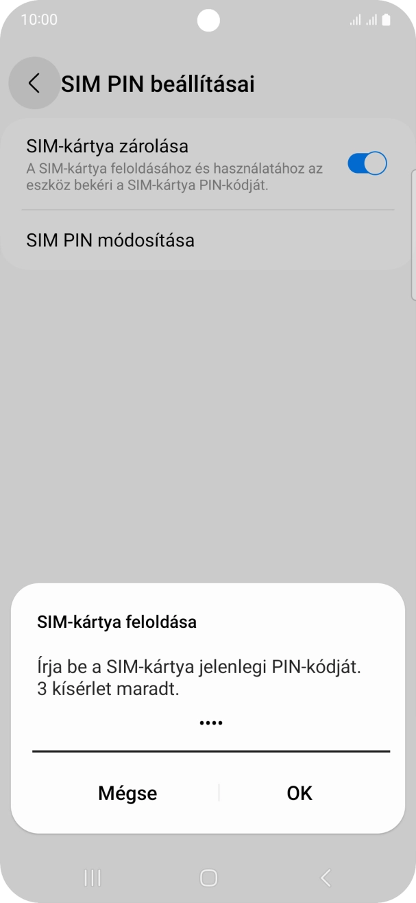 Írd be a PIN-kódot, és válaszd az OK lehetőséget.