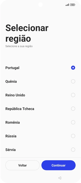 Prima a região pretendida.