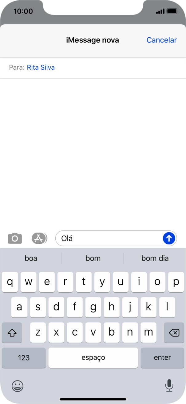 Prima o ícone para enviar.